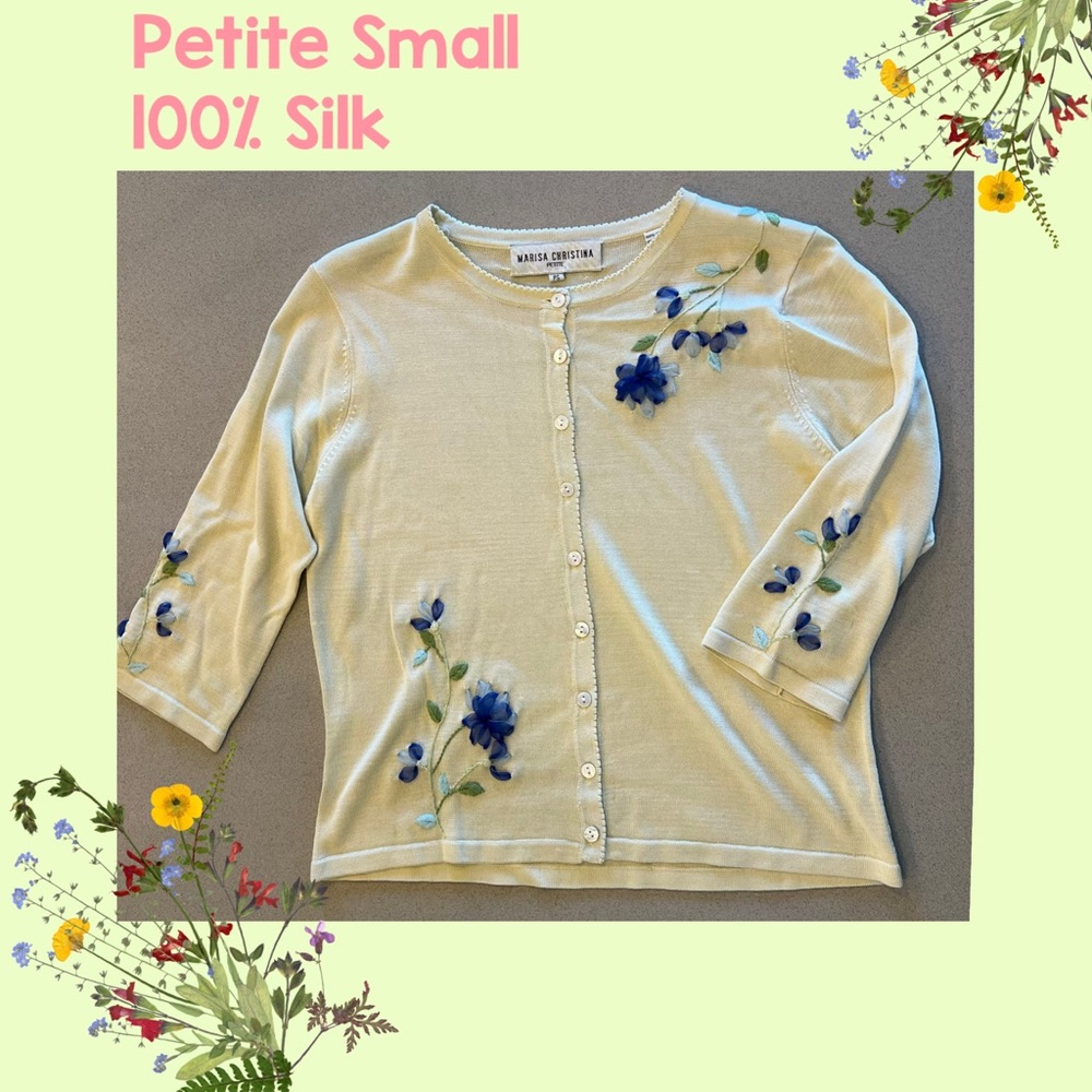 Vintage Floral Embroidered Silk Cardigan